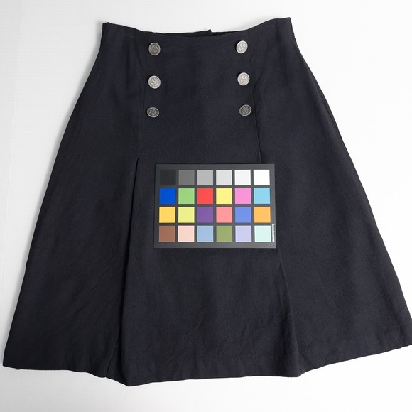 Vintage Pleated Sailor Skirt Nautical Preppy Academia Old Money Black Petite 6 - Picture 14 of 15